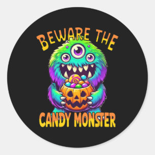 Vorsicht vor dem Niedlichen Halloween-Monster des  Runder Aufkleber
