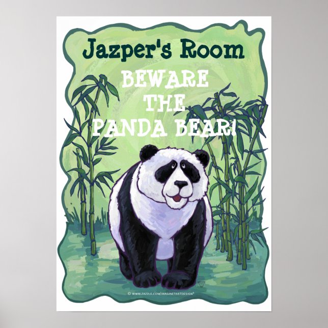 Vorsicht vor dem Panda Bear Personalisiert Room Po Poster (Vorne)