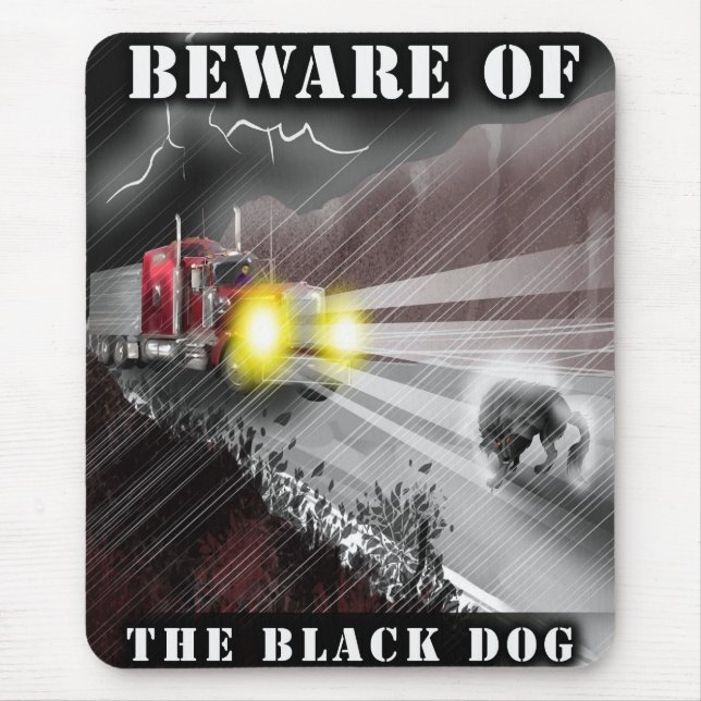 Vorsicht vor dem Schwarzen Dog Mousepad (Vorne)