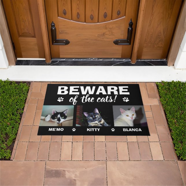 Vorsicht vor den Katzen! 3 Fotovorlage Fußmatte (Außenbereich)
