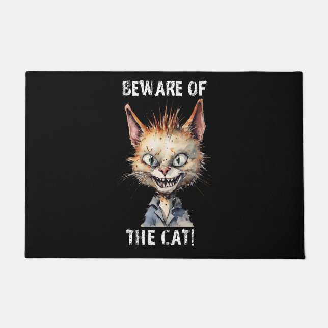 Vorsicht vor der Katze Fußmatte (Vorderseite)
