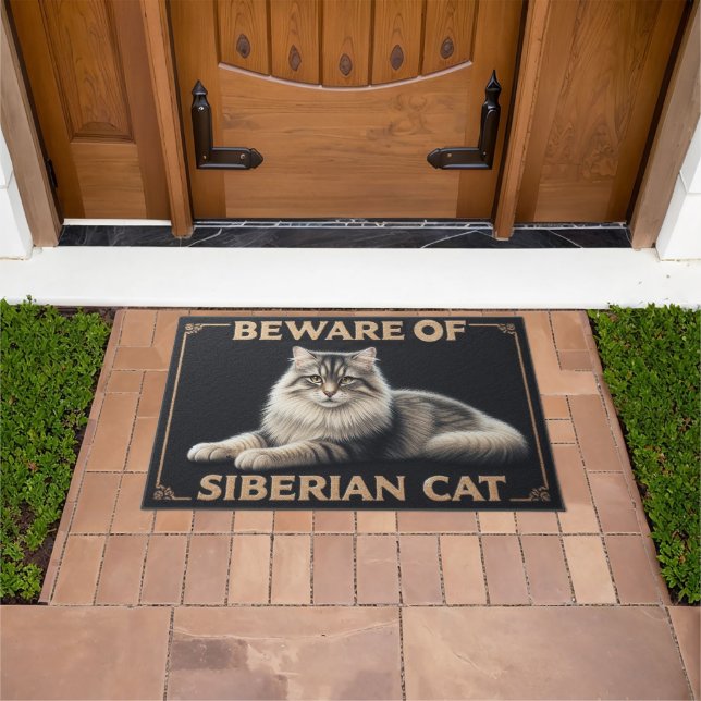 Vorsicht vor der sibirischen Katze, dem stylischen Fußmatte (Außenbereich)
