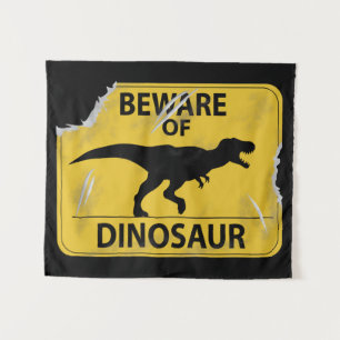 Vorsicht vor Dinosaurier (Dino-beschädigt) Wandteppich