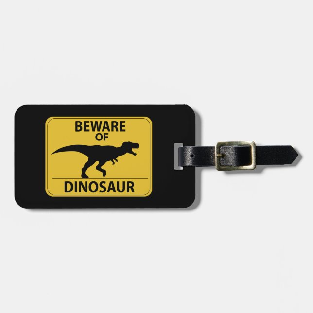 Vorsicht vor Dinosaurier Gepäckanhänger (Vorderseite horizontal)
