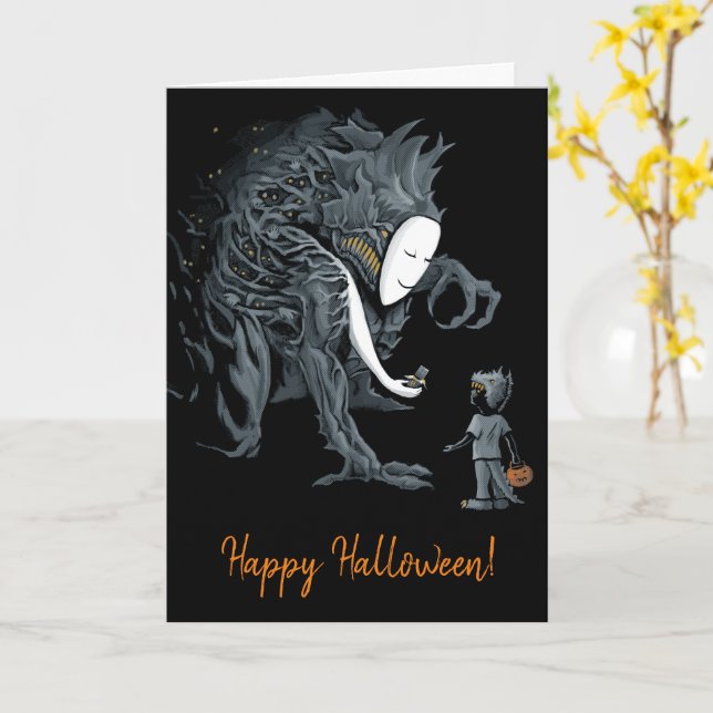 Vorsicht vor einem Trick zu Halloween Karte (Gelbe Blume)
