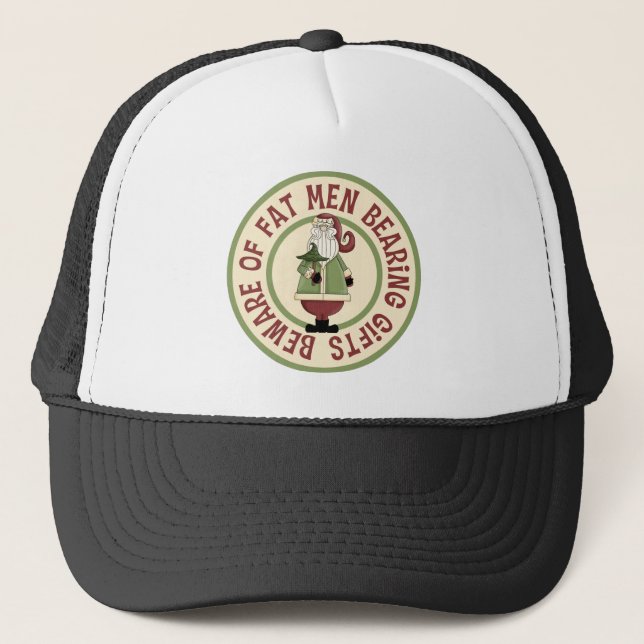 Vorsicht vor fetten Männern Funny Christmas Hat/Ca Truckerkappe (Vorderseite)