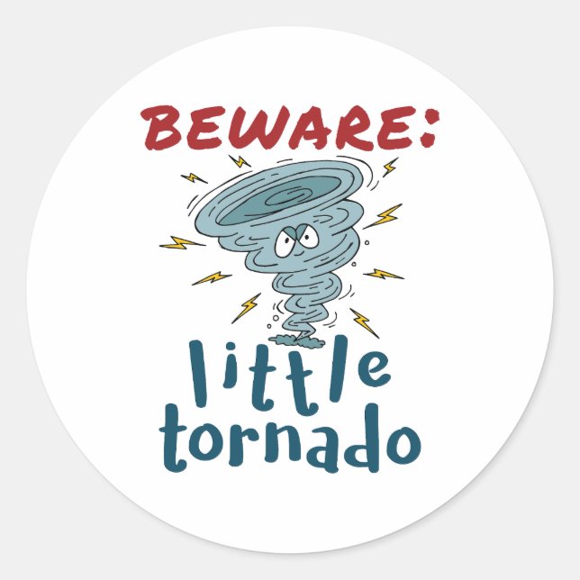 Vorsicht vor Little Tornado Niedlich Runder Aufkleber (Vorderseite)