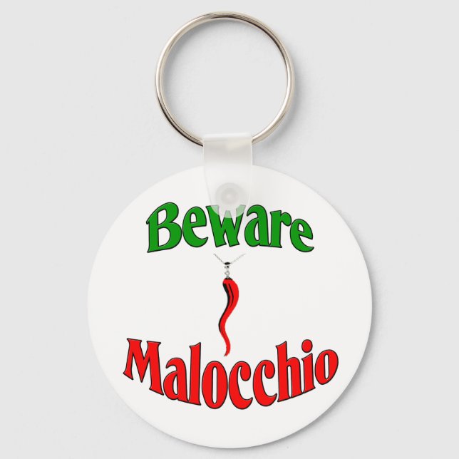 Vorsicht vor Malocchio (böses Auge) Schlüsselanhänger (Vorderseite)