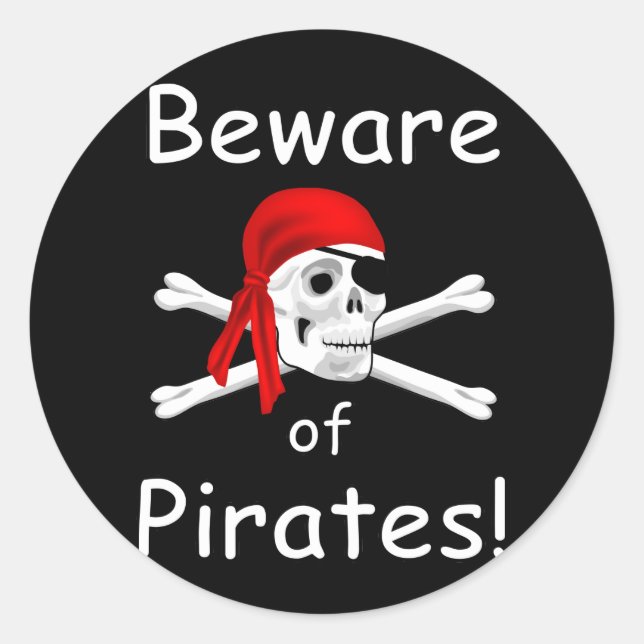 Vorsicht vor Piraten-Aufkleber Runder Aufkleber (Vorderseite)