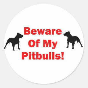 Vorsicht vor Pitbull Runder Aufkleber
