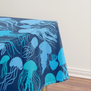 Vorsicht vor Quallen. L Blue.b D Blue BG Tischdecke