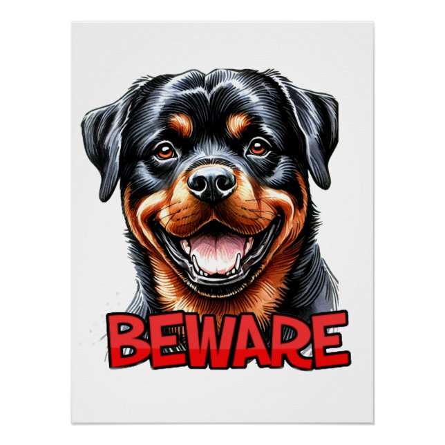 Vorsicht vor Rotweiler Poster (Vorderseite)