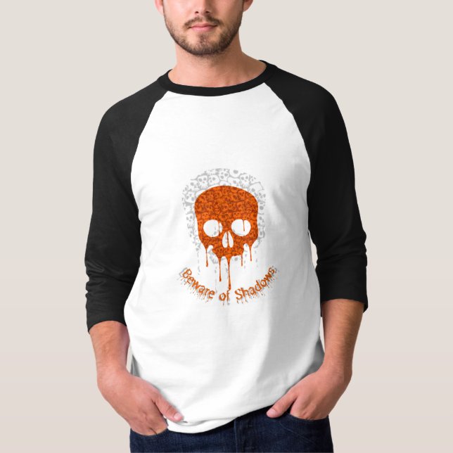 Vorsicht vor Schatten - Skull Basic 3/4 Sleeve Rag T-Shirt (Vorderseite)
