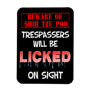 "Vorsicht vor Shih Tzu Poo" Magnet (Schwarz)