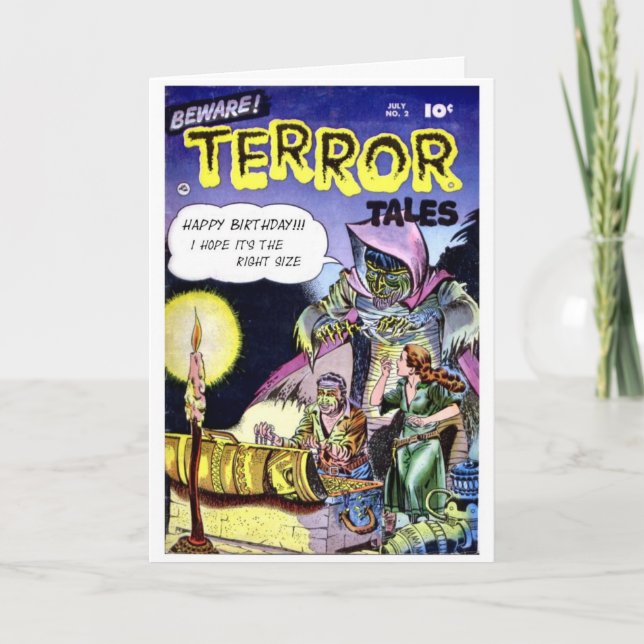 "Vorsicht vor Terror Tales" Geburtskarte Karte (Vorderseite)