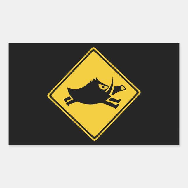 Vorsicht vor Wildschweinen, Verkehrszeichen, Japan Rechteckiger Aufkleber (Vorderseite)