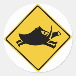 Vorsicht vor Wildschweinen, Verkehrszeichen, Japan Runder Aufkleber