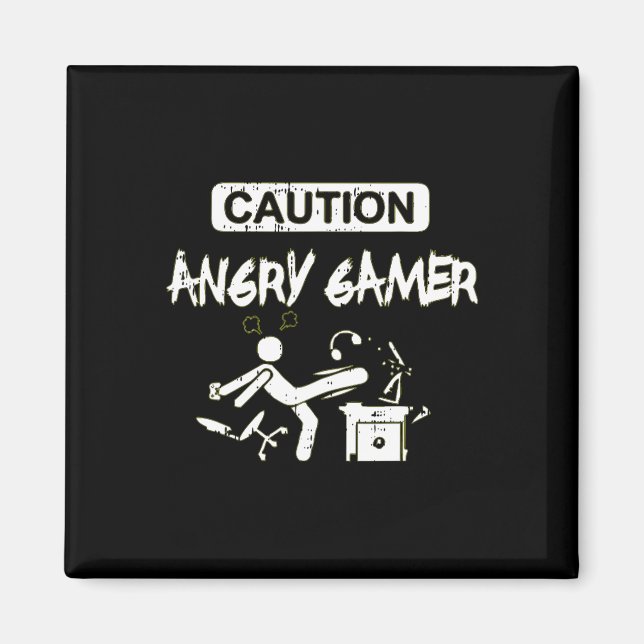 Vorsicht wütend Gamer Computer Funny Video Game Ge Magnet (Vorne)