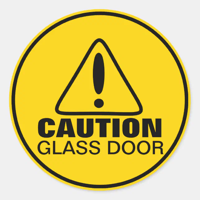 Vorsicht-Zeichen-Glas-Tür Runder Aufkleber
