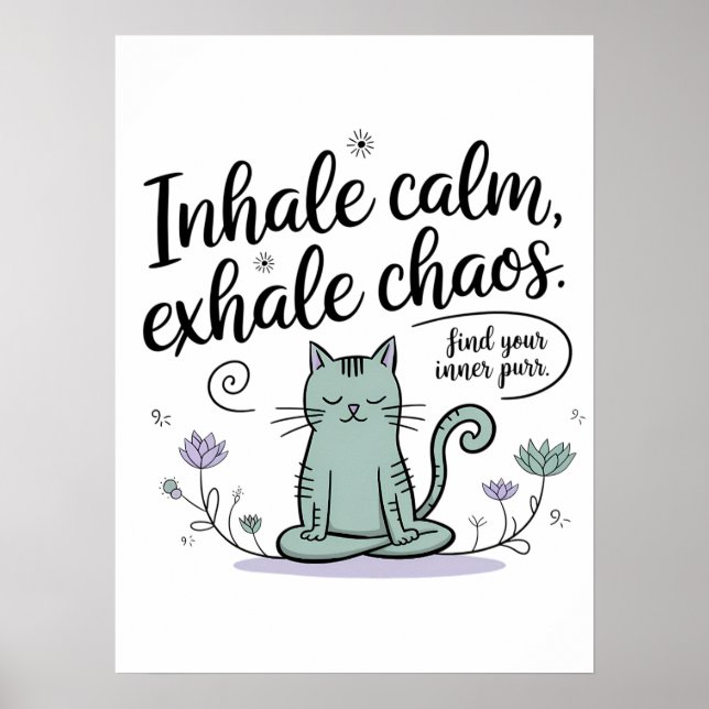 Vorsichtige Meditation Katzen Sketch Buch Design Poster (Vorne)