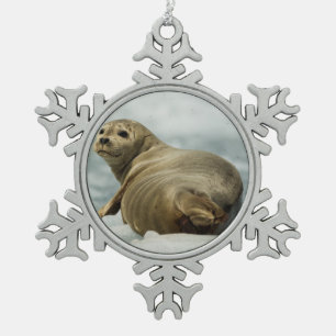 vorsichtiges Siegel Schneeflocken Zinn-Ornament