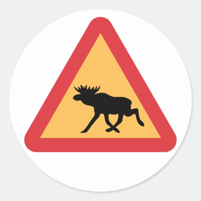 VorsichtsElche, Verkehrszeichen, Schweden Runder Aufkleber (Vorderseite)