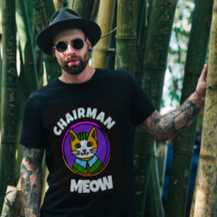 VORSITZENDER MEOW Katzenschwarze T - Shirt für MÄN