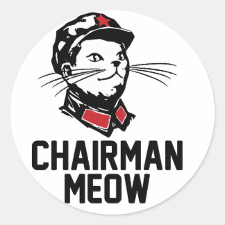 Vorsitzender Meow (Mao) Design Runder Aufkleber