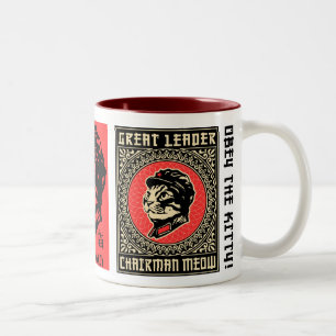 Vorsitzendermeow-Propaganda-Kaffee-Tasse Zweifarbige Tasse