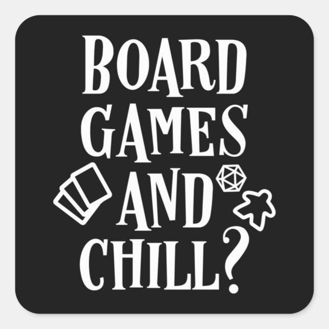 Vorstandsspiele und Chill Meeple Quadratischer Aufkleber (Vorderseite)