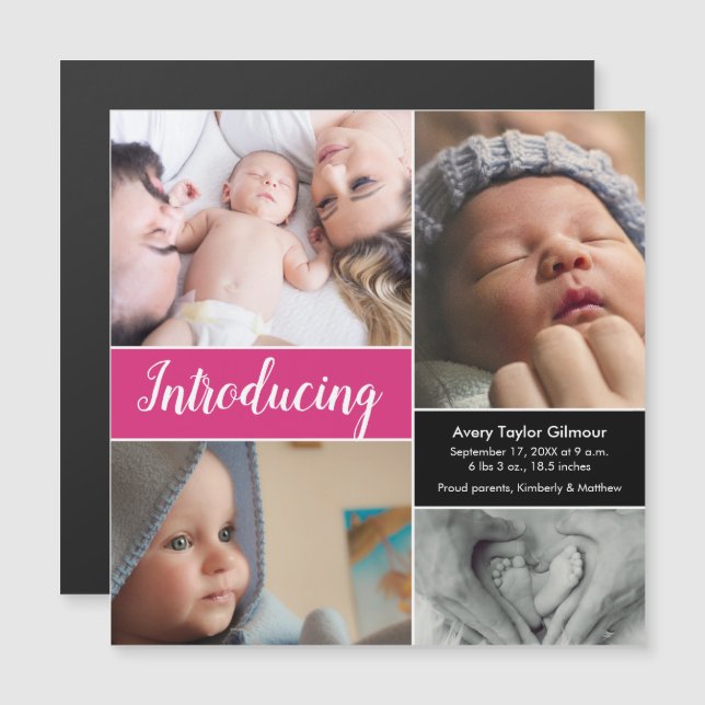 "Vorstellung" individuell anpassbare Magnetic Baby Magneteinladung (Vorne/Hinten)