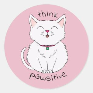 Vorstellung pawsitive Katze-Illustration Runder Aufkleber