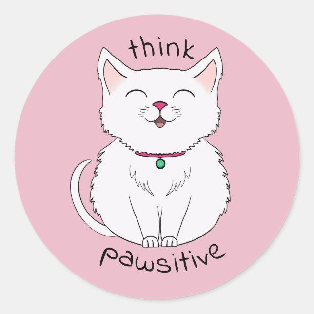 Vorstellung pawsitive Katze-Illustration Runder Aufkleber (Vorderseite)