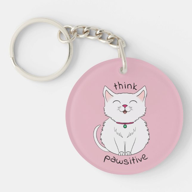 Vorstellung pawsitive Katze-Illustration Schlüsselanhänger (Vorderseite)