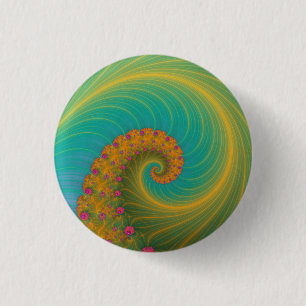 Vortex auf Mohnroh in Orange und Türkis Button