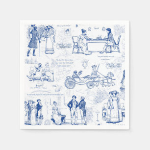 Vorurteil und Stolz Blue Toile Quotes Illustration Serviette