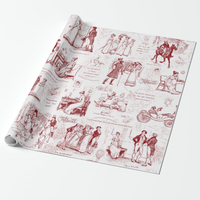 Vorurteile für Red Toile Zitate Illustration Geschenkpapier (Ungerollt)