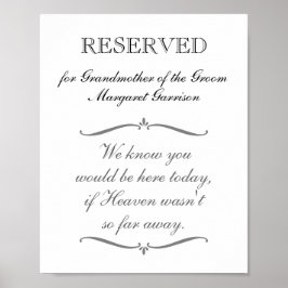 Vorvorbehaltene Großmutter der Groom-Gedenkhochzei Poster