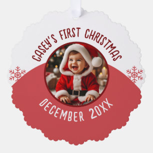 Vorweihnachtsbaby-Foto Name hinzufügen Ornament Karte
