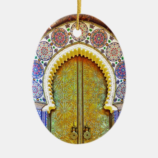 Vorzüglich ausführliche marokkanische Muster-Tür Keramik Ornament (Vorne)