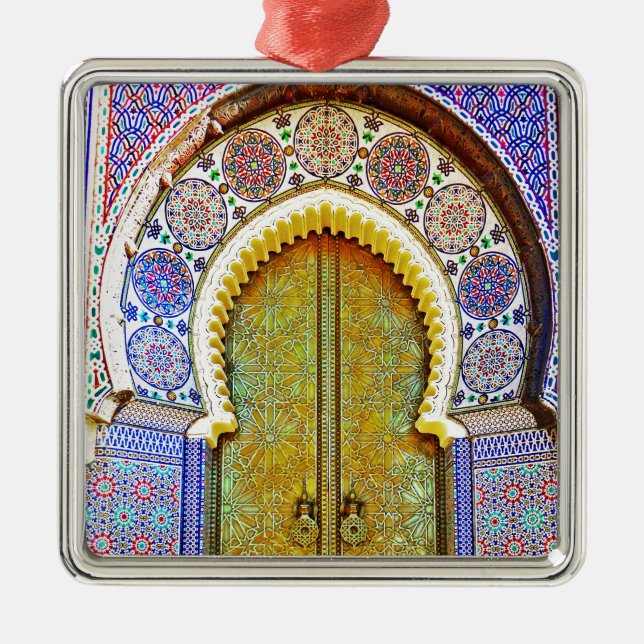 Vorzüglich ausführliche marokkanische Muster-Tür Silbernes Ornament (Vorne)
