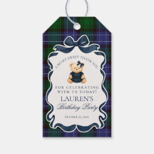 Vorzügliche Koketten-Schleifen-Bär-Tartan-Geburtst Geschenkanhänger