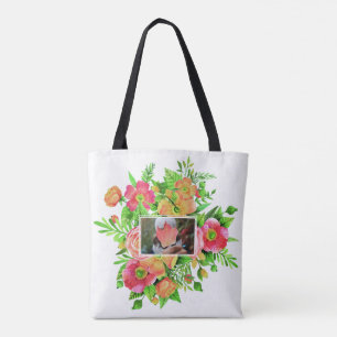 Vos 2 Photos en Cadres Fleurs Sacs personnalisés