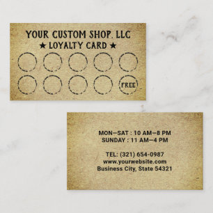 Vos Cartes de Fidélité Rustique Kraft pour Entrepr