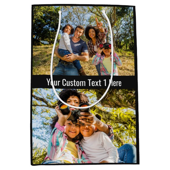 VOS photos, texte et couleur sac cadeau moyen (Devant)