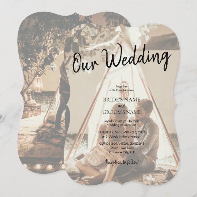 Vos Propres Photos Cartes d'Invitation de Mariage  (Devant / Derrière)
