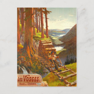 Vosges Mountains, Holzbrücke, Frankreich Postkarte
