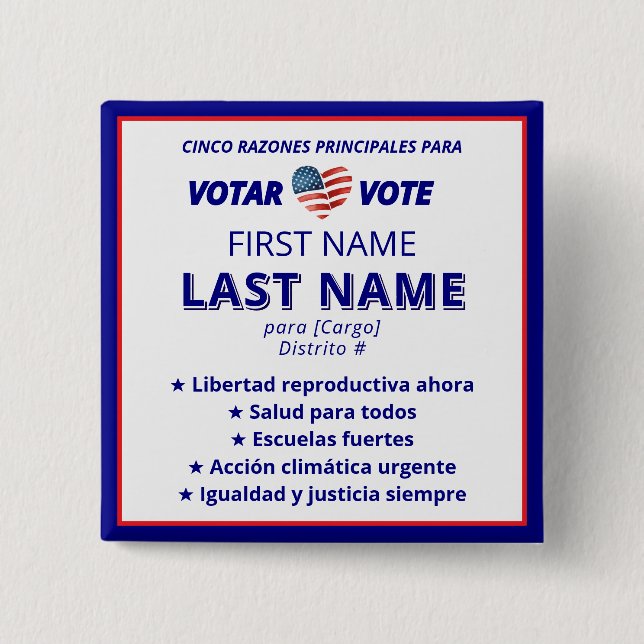 VOTAR STIMME - Spanische Zweisprachige Kampagne Button (Vorderseite)