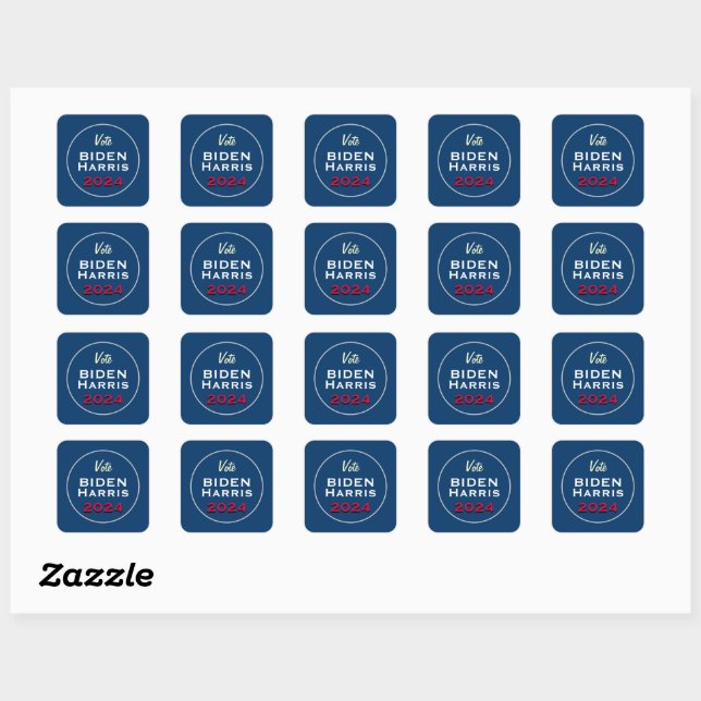Vote Biden Harris 2024 Square Campaign Stickers (Blatt)