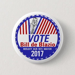 Vote Bill de Blazio 2017 Button